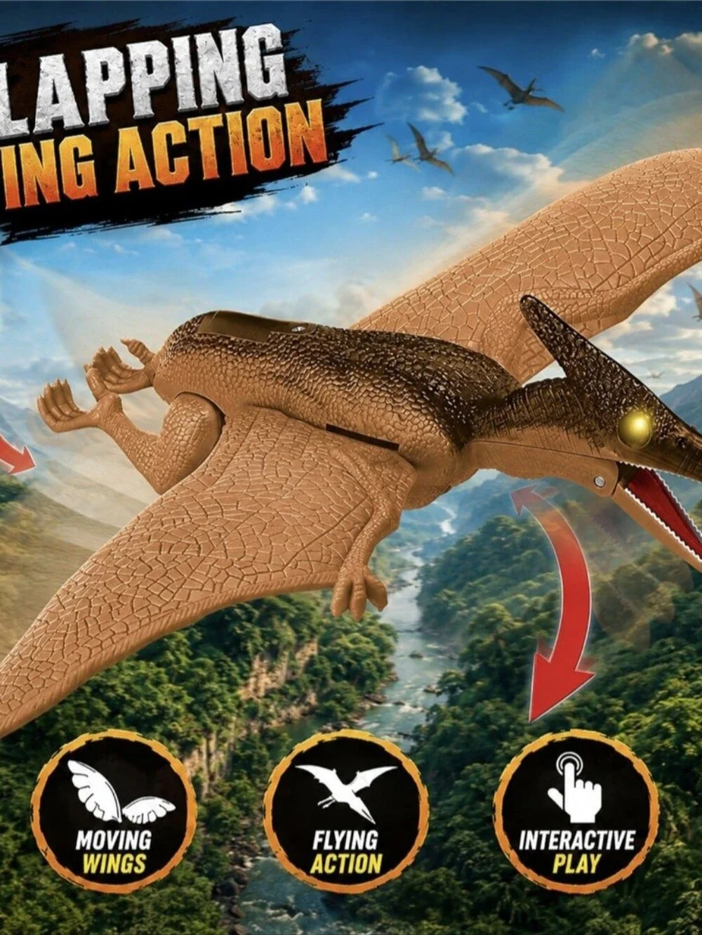 Dragon-i Pterodactyl Dinosaur‎ Toy Electronic Light Up Eyes & Noises Works